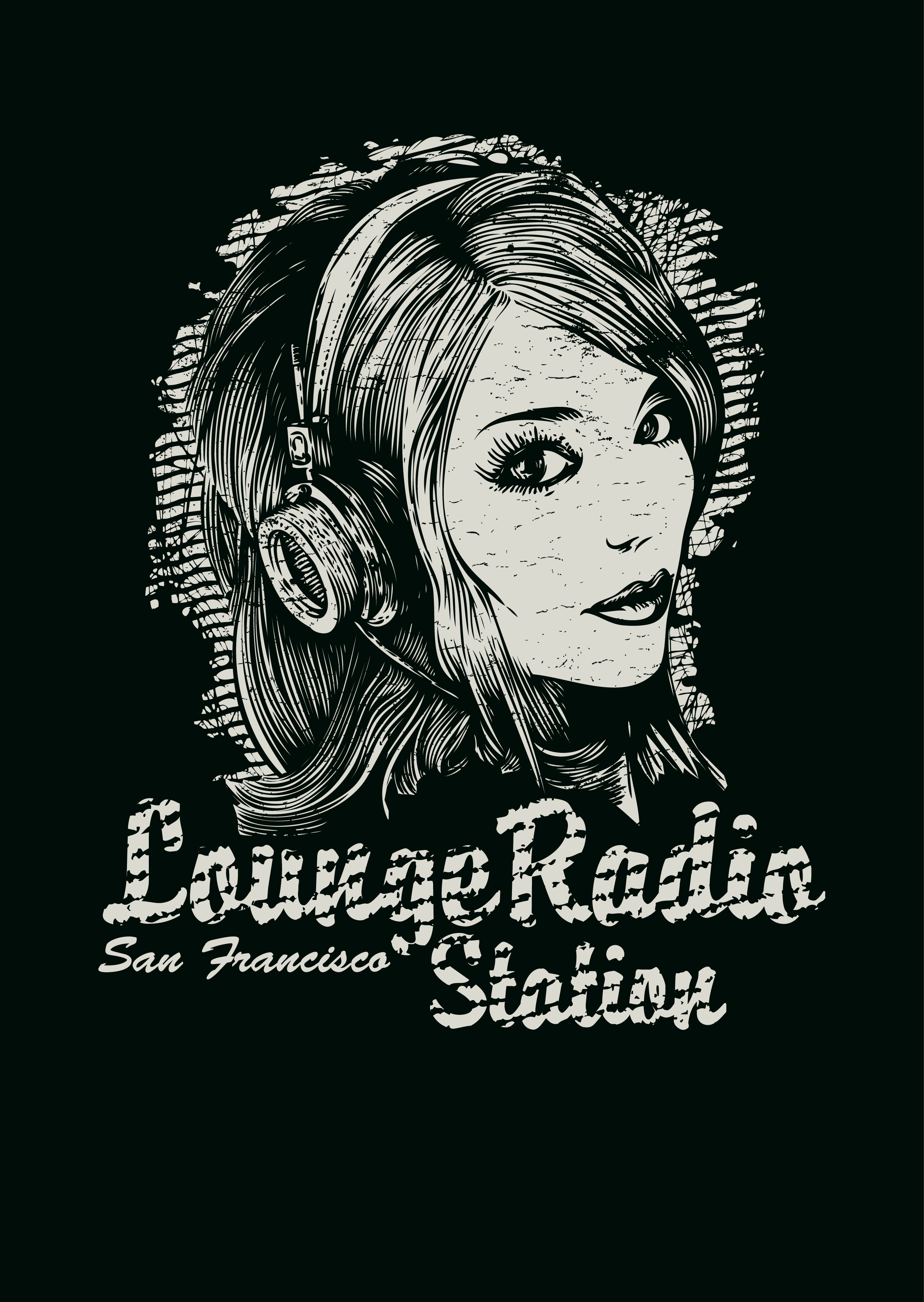 Lounge Radio Station San Francisco  T-Shirt Mockup Vector EPS
